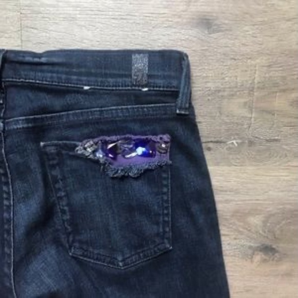 7 For All Mankind Dark Jeans Purple Crystal